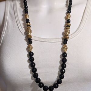 Black w/gold hardware beads necklace